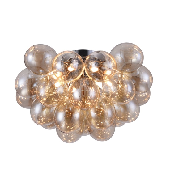 Maytoni balbo plafoniera moderna grappolo 8 luci vetri ambra trasparente