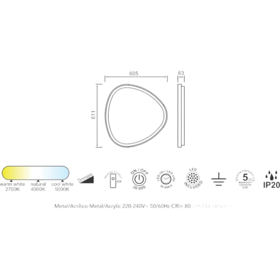 Plafoniera da cucina effetto legno led 2700k a 5000k con telecomando