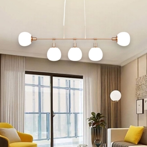 Lampadario per soggiorno oro rosa sferew di vetro moderno