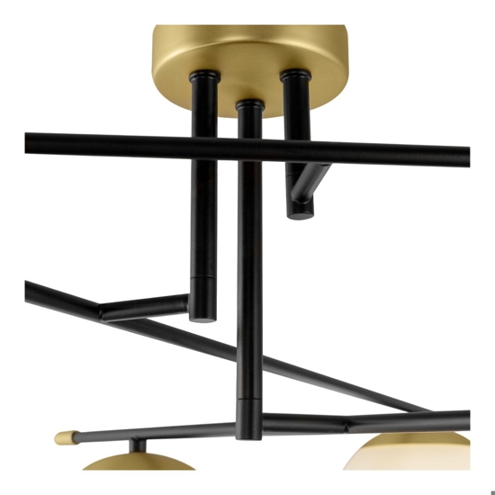 Maytoni plafoniera nostalgia oro nero per soggiorno sfere vetro bianco
