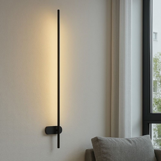 Applique bacchetta nero led 11w 3000k orientabile moderna fp