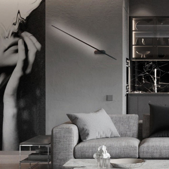 Applique bacchetta nero led 11w 3000k orientabile moderna fp