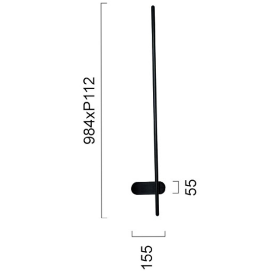 Applique bacchetta nero led 11w 3000k orientabile moderna fp