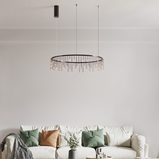 Lampadario nero stelle cadenti led per soggiorno moderno