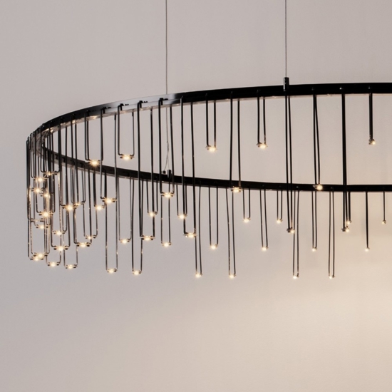 Lampadario nero stelle cadenti led per soggiorno moderno