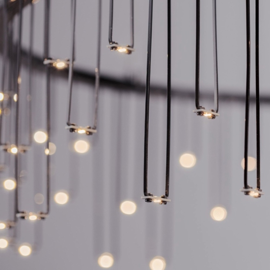 Lampadario nero stelle cadenti led per soggiorno moderno