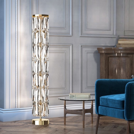 Lampada da terra puntes in cristallo per salotto elegante maytoni