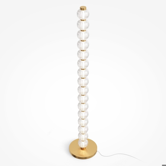 Lampada da terra moderna maytoni amulet led 3000k in metallo colore oro e vetro