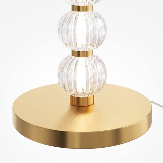 Lampada da terra moderna maytoni amulet led 3000k in metallo colore oro e vetro