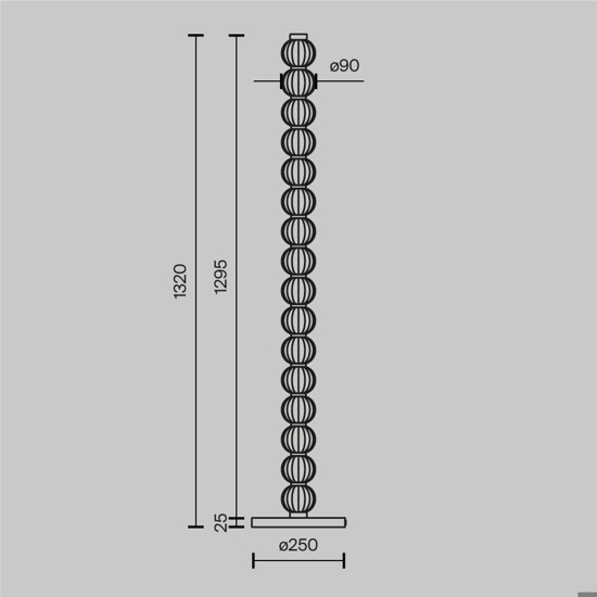Lampada da terra moderna maytoni amulet led 3000k in metallo colore oro e vetro