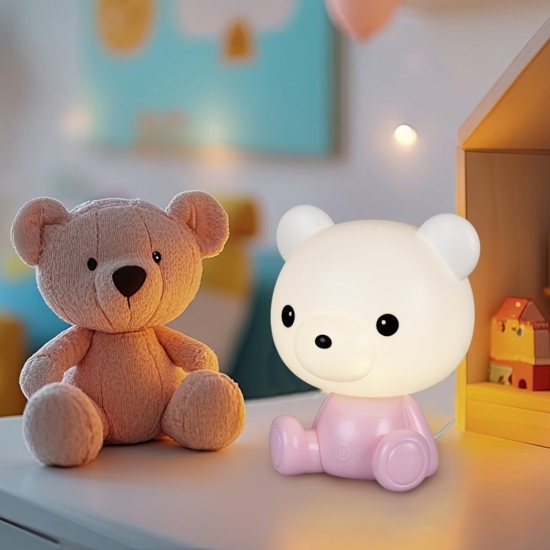 Lampada led da comodino per cameretta bambina rosa led rgb 3000k portatile