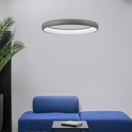 Lampadario led 3000k cerchio grigio 60cm dimmerabile