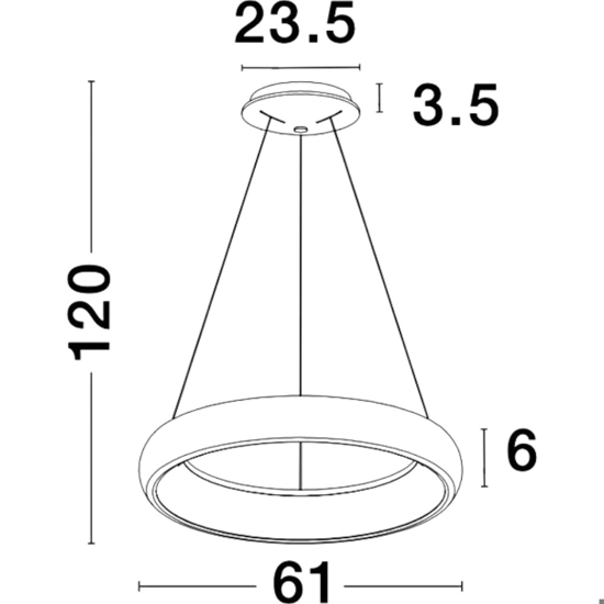Lampadario led 3000k cerchio grigio 60cm dimmerabile
