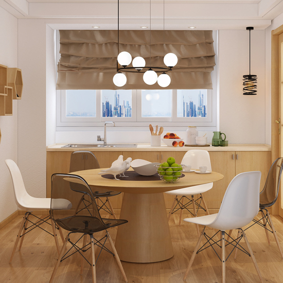 Maytoni lampadario per cucina moderna ring nero sfere vetro bianco