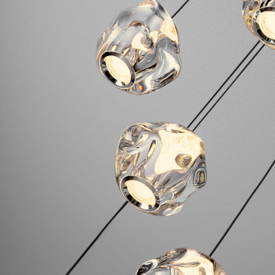 Lampadario led 25w 3000k 5 sfere pendenti per soggiorno moderno