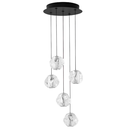Lampadario led 25w 3000k 5 sfere pendenti per soggiorno moderno