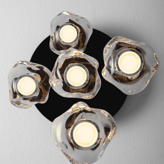Lampadario led 25w 3000k 5 sfere pendenti per soggiorno moderno