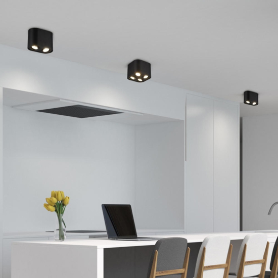 Plafoniera nera con faretti orientabili gu10 led