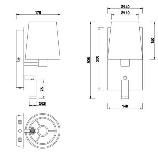 Applique elegante per comodino camera da letto paralume bianco luce led