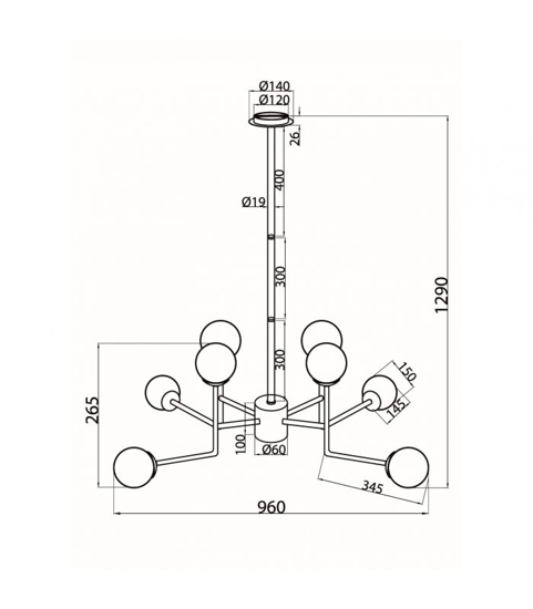 Lampadario erich per moderno 8 luci nichel sfere vetro bianco maytoni