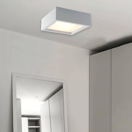 Plafoniera da cucina bianca con diffusore vetro fp