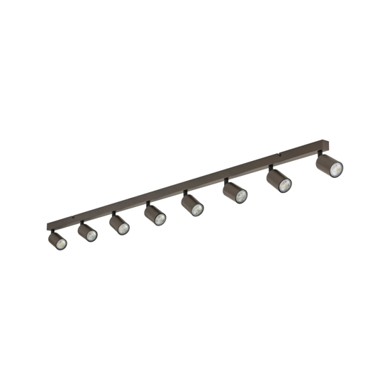 Plafoniera moderna marrone 170cm con 8 faretti orientabili