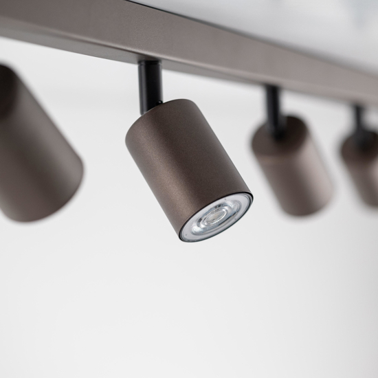 Plafoniera moderna marrone 170cm con 8 faretti orientabili