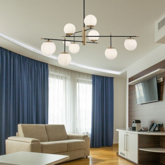 Lampadario oro nero contemporaneo per soggiorno salotto maytoni nostalgia