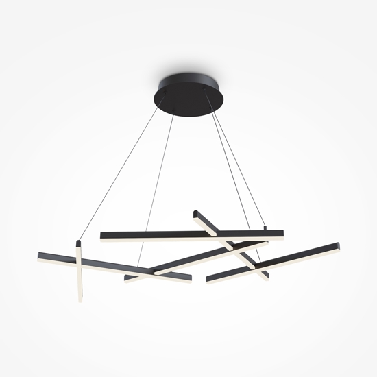 Maytoni lampadario line tagli di luce moderno led 75w 3000k nero per soggiorno