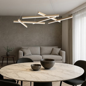 Maytoni lampadario line tagli di luce oro moderno led 75w 3000k per soggiorno