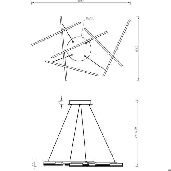 Maytoni lampadario line tagli di luce oro moderno led 75w 3000k per soggiorno