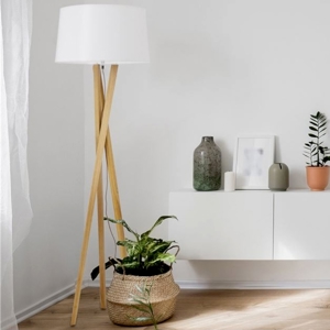 Lampada da terra moderna in legno e tessuto h160 cm