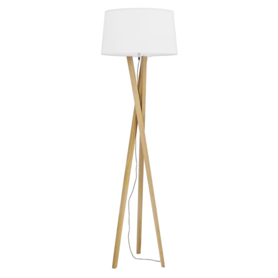 Lampada da terra moderna in legno e tessuto h160 cm
