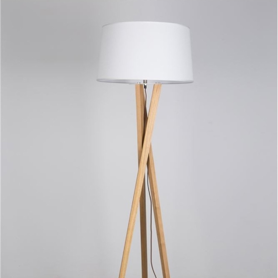 Lampada da terra moderna in legno e tessuto h160 cm