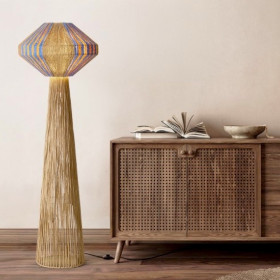 Lampada da terra rustica corda naturale intrecciata