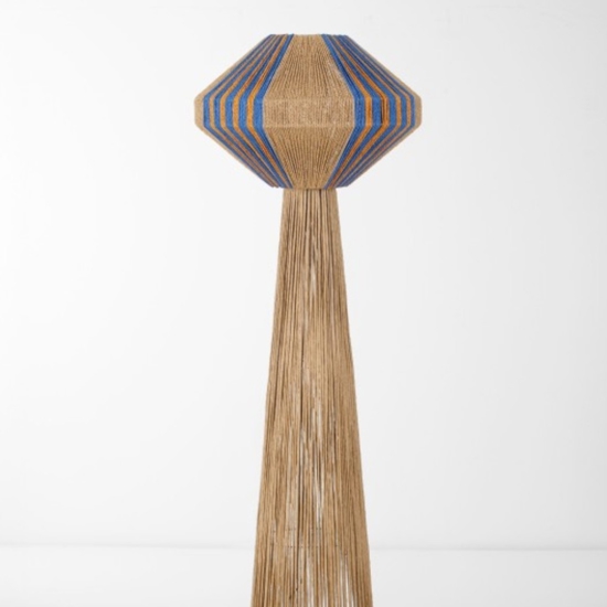 Lampada da terra rustica corda naturale intrecciata
