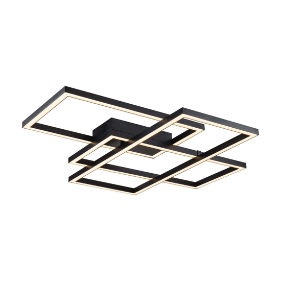 Maytoni line plafoniere led 80w 3000k geometrica rettangoli nera per soggiorno