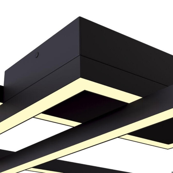 Maytoni line plafoniere led 80w 3000k geometrica rettangoli nera per soggiorno