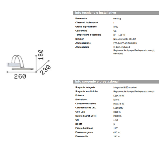 Applique bagno moderno bruntio ideal lux bow ap d26