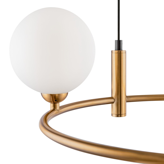 Lampadario ring moderno oro per salotto sfere vetro bianco maytoni