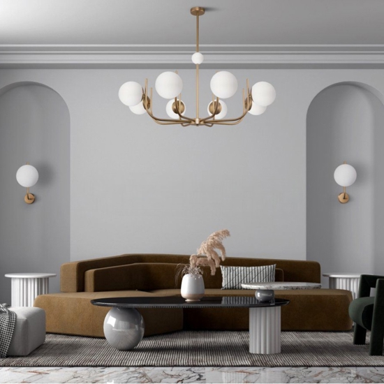 Lampadario per salotto contemporaneo oro ottone