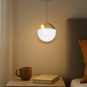 Visualizza i dettagli per Lampada a sospensione da comodino sfera oro led 3000k linea light Lampada a sospensione da comodino sfera oro led 3000k linea light