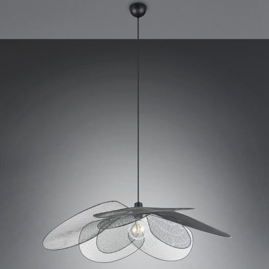 Lampadario a fiore per tavolo da cucina nero