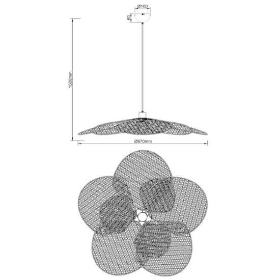 Lampadario a fiore per tavolo da cucina nero