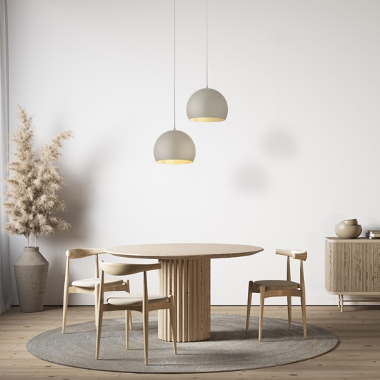 Lampadario per tavolo da cucina a cupola beige 27 cm cavi regolabili