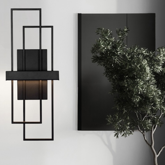 Applique da parete moderna led 3200k rettangolare nera