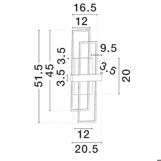 Applique da parete moderna led 3200k rettangolare nera