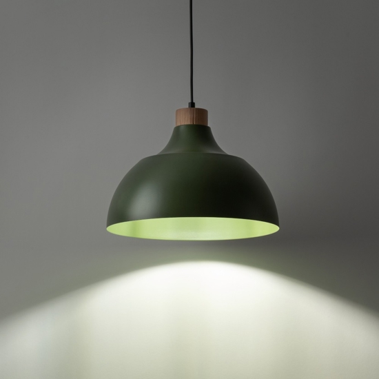 Lampadario per cucina moderna verde a cupola 34 cm