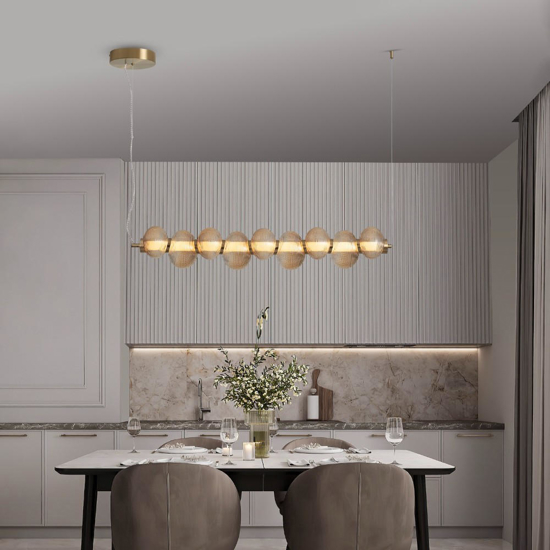 Lampadario moderno per tavolo da pranzo vetro ambra led 3000k