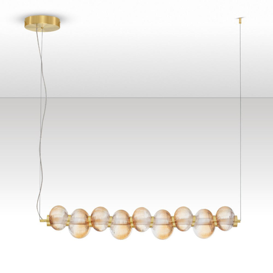 Lampadario moderno per tavolo da pranzo vetro ambra led 3000k